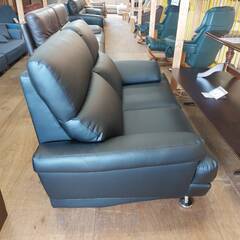 【愛品倶楽部柏店】　ニトリ　ＮシールドＡ１３　２人掛けソファー　黒　合皮