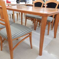 日進木工 ダイニングセット 布張りチェア 木目ナチュラル 幅135cm 高さ