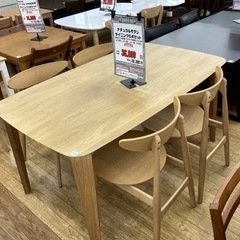 KH-11【新入荷　リサイクル品】ナチュラルモダン　ダイニング5点セット　オーク材