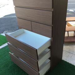 (k)ニトリ ハイチェスト クエス 80-6 2022年製 幅79.9cm奥行41.5cm高さ130.6cm 美品 説明欄必読