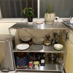 17日までの出品】無印良品 ステンレスユニットシェルフ ワイド 小 食器棚