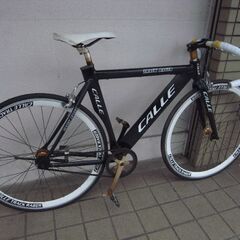 値下げ★★★ディープリム・両歯対応【ＣＡＬＬＥピストバイク・アルミフレーム】後ろタイヤ新品・バーテープ新品
