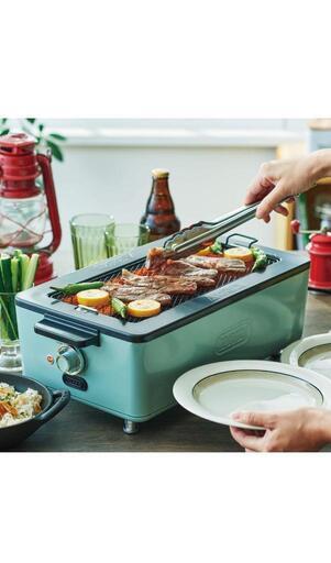 新品【Toffy/トフィー】 スモークレス焼肉ロースター K-SY1 (ペールアクア) 低煙 おうち焼肉 グリル 2WAY 焼き網・平面プレート サイドヒーティング方式 カーボンヒーター 遠赤外線 \n\n\n