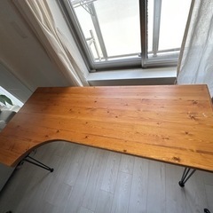 LOWYA ロウヤ テーブル パイン無垢材 天然木 デスク ダイニングテーブル 幅140cm ライトブラウン