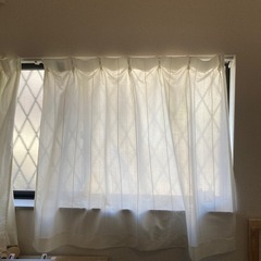 ニトリ防炎小窓用カーテン　2枚セット　110cm丈　白