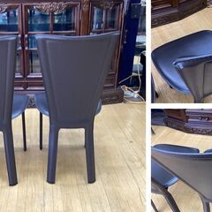 I11　無垢　一枚板天板 ＆牛革＆アイアン　 ハイバックダイニングチェア セット