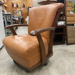 【愛品館 江戸川店 チェア】ナガノインテリア キャスター付き１P本革チェア 回転式 ID:156-019268-007