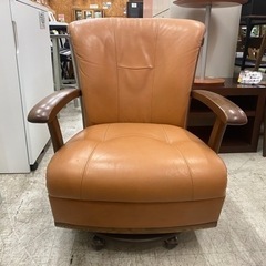 【愛品館 江戸川店 チェア】ナガノインテリア キャスター付き１P本革チェア 回転式 ID:156-019268-007