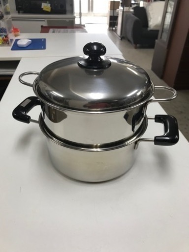 取引場所　南観音　2308-104 二段蒸し器　汚れ　キズあり　直径20cm