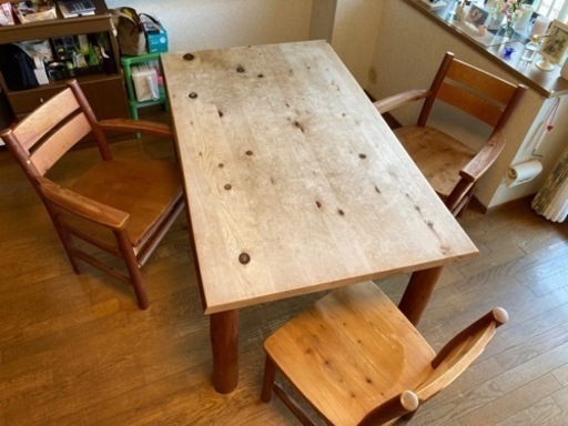 柏木工業テーブル、椅子3脚