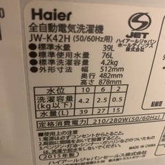 洗濯機　無料でお譲りします