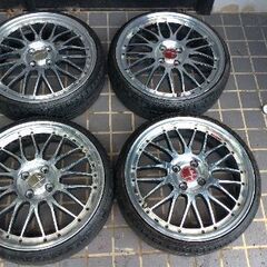 軽自動車に】 K-BREAK 17インチ 5.5J +45 PCD100 4本 タイヤ付き