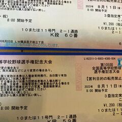 第105回 全国高等学校選手権記念大会 チケット 8月11日（金・祝）