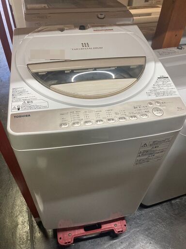 ☆中古￥6,800！【会員価格￥6,800】TOSHIBA　6.0㎏洗濯機　家電　2016年製　AW-6G3型　幅56㎝ｘ奥行58㎝ｘ高さ96㎝　【BH029】