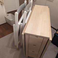 ❗❗ほぼ新品値下げ❗❗ikea ゲートレッグテーブル　折りたたみチェア２脚付き