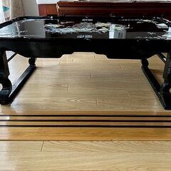 韓国美術 螺鈿細工 /ローテーブル・折畳み：花鳥画　福喜囍　古玩 骨董：配送限定有