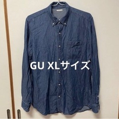 GU ジーユー ジーンズシャツ メンズ ネイビー XLサイズ