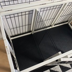 トイレルーム付　ペットゲージ　ケージ　犬　猫　ペット　木製　サークル　ホワイト