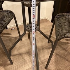 ラタン調 ガーデン テーブル チェア 3点セット ブラウン ガーデンファニチャー オープンカフェスタイル used 美品 