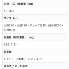 ジョイクラフト　ゴムボート　4人乗り