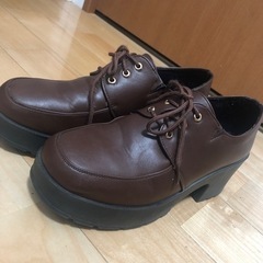 厚底ローファー 靴 ブラウン25.5cm