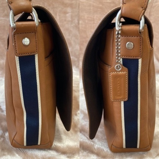 COACH レザー ボディバッグ ブラウン 美品✨COACH ボディバッグ PVC×レザー シグネチャー 馬車金具 ブラウン
