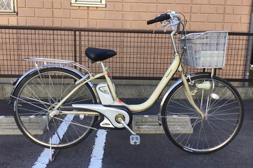 ＜動作品＞パナソニック・ビビ・26インチ電動アシスト自転車・3段変速・ベージュ・お掃除済です