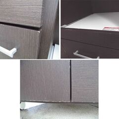 キッチンカウンター 幅80 ブラウン 木目調 ミドルレンジ台 作業台 鏡面天板 スライド棚 キャスター付き 札幌 西野店