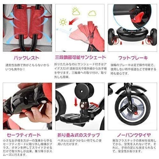 besrey 7in1 三輪車 かじとり ベビーカー b型 三輪車 手押し 折りたたみ 幼児用 乗り物 座面回転 対面可能 プレゼント 出産…  (minami) 村野のベビー用品《ベビーカー、バギー》の中古あげます・譲ります｜ジモティーで不用品の処分