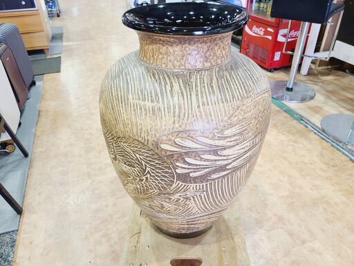 イラボ釉龍彫大丸花瓶