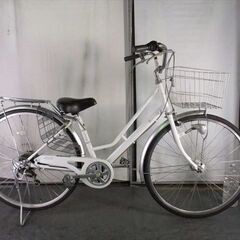 C974★限定特価★ 中古自転車 【27インチ　軽快車　ホワイト　6段　LEDオートライト 】 