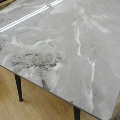極美品！！4人掛けダイニングセット グレー系 大理石調天板 テーブル幅130㎝ チェア×4脚 モダン 食卓セット　西岡店　　 