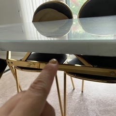 大理石調ダイニングテーブルセット ベンチ1、チェア二脚