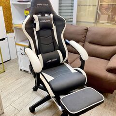 Dowinx ゲーミングチェア 格納式オットマン付き リクライニング デスクチェア オフィスチェア ブラック×ホワイト★買取帝国 志木店