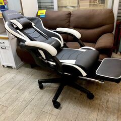 Dowinx ゲーミングチェア 格納式オットマン付き リクライニング デスクチェア オフィスチェア ブラック×ホワイト★買取帝国 志木店