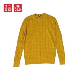 【UNIQLO】コットンカシミヤケーブルクルーネックセーター M...