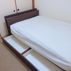  収納付きセミダブルベッド マットレス付き