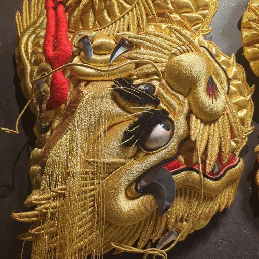 取り引き中　布団締め（片方左）龍　ドラゴン　刺繍　祭り　太鼓台　だんじり　彫刻　骨董品