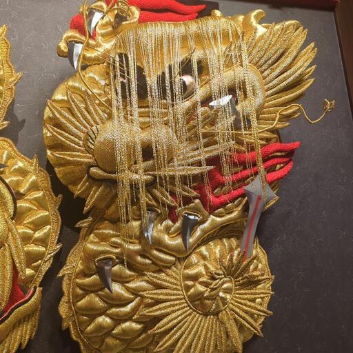 取り引き中　布団締め（片方右）龍　ドラゴン　刺繍　祭り　太鼓台　だんじり　彫刻　骨董品