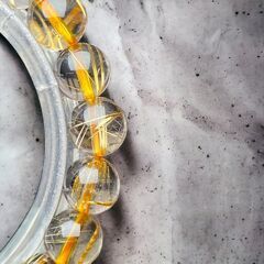 【式神封入】ゴールドタイチンルチルクォーツ［9vgtk9zL］9mm　高品質