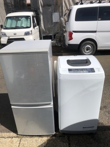 SHARP 冷蔵庫 137L(冷凍室46L冷蔵室91L) 日立 洗濯機 5kg