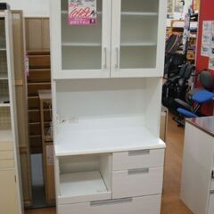 店頭受け渡し】 ニトリ 食器棚 キッチンボード DAHLIA 80KB-WH