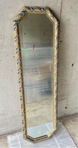 Tc408●札幌市内 配達無料●イタリア調 ウォールミラー 立て掛けミラー 鏡 約123.5×36.5cm●USED
