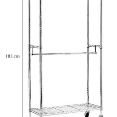 ほぼ新品　ダブルハンガーラックキャスター付W910D360H1830