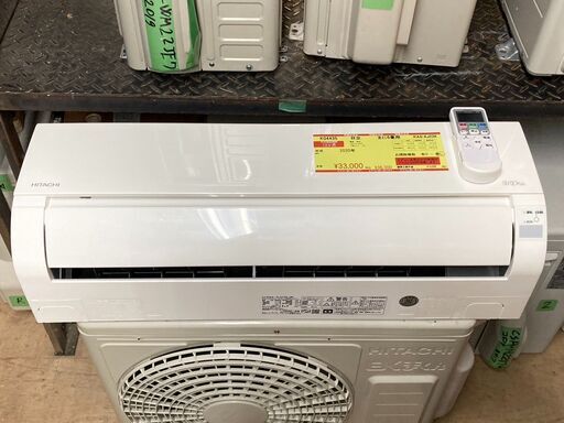 K04435　日立　中古エアコン　主に6畳用　冷房能力　2.2KW ／ 暖房能力　2.2KW