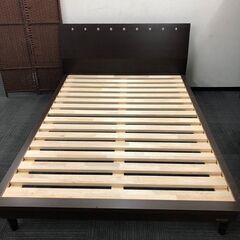 ★美品★フランスベッド ダブルベッドフレーム NLS-606 ESW HFB D★3段階レッグ/木目ヘッドボード/スノコ床板/家具/ブラウン/福岡市東区/直接来店歓迎★