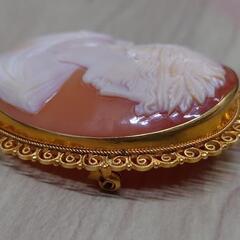 値下げイタリー製K14カメオ　ブローチトップ 9.2g