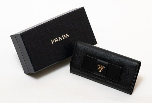 経典 PRADA サフィアーノ 品番p22-267 パスケース付き 長財布 リボン付き 財布