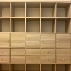 IKEA シェルフユニット, ホワイトステインオーク調, 182x182 cm KALLAX カラックス シェルフユニット, ホワイトステインオーク調