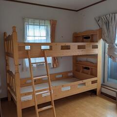 【終了】木製　二段ベッド　照明、宮付き